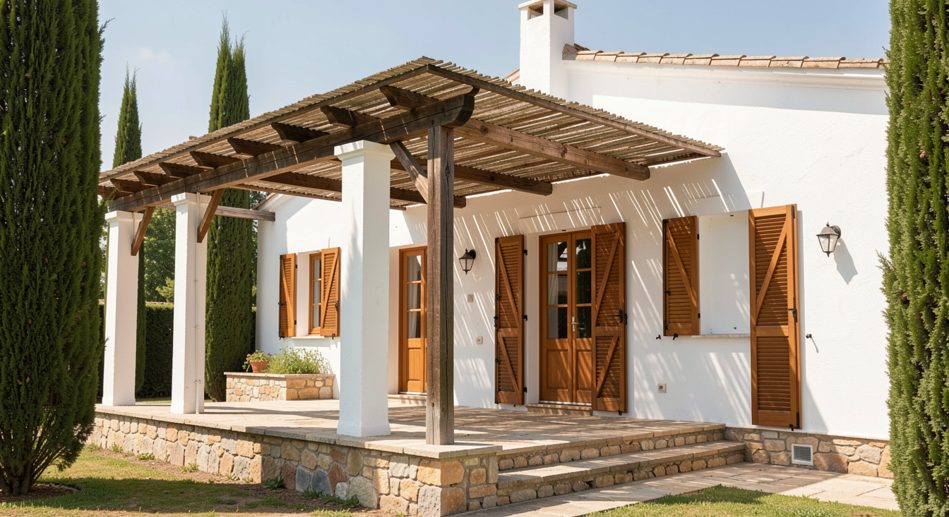 Un détail de matière et de lumière illustre la question de conception maison climat méditerranéen dans un espace construit